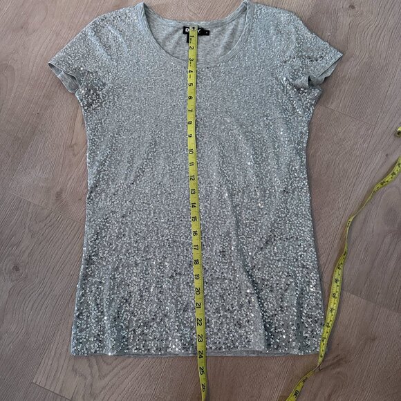 Silver Sequence 100% Cotton  Stretch T-Shirt  Top sz M - Picture 8 of 11
